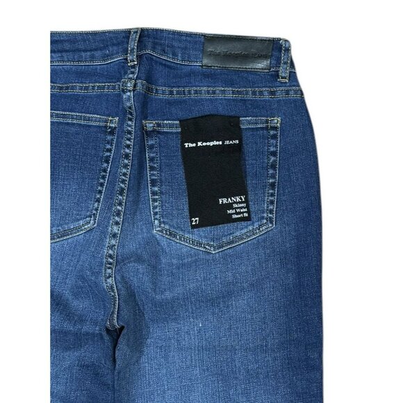 The Kooples Sz 27 Jeans Dark Blue Denim Franky Mid Rise Legging Skull Pocket New - Picture 4 of 7